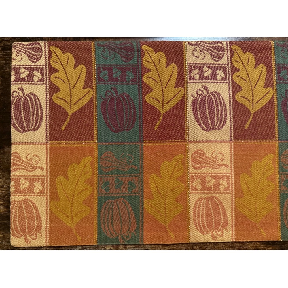 Harvest Tapestry Placemats Set of 4 Fall Pumpkin Leaf Acorn Thanksgiving Decor